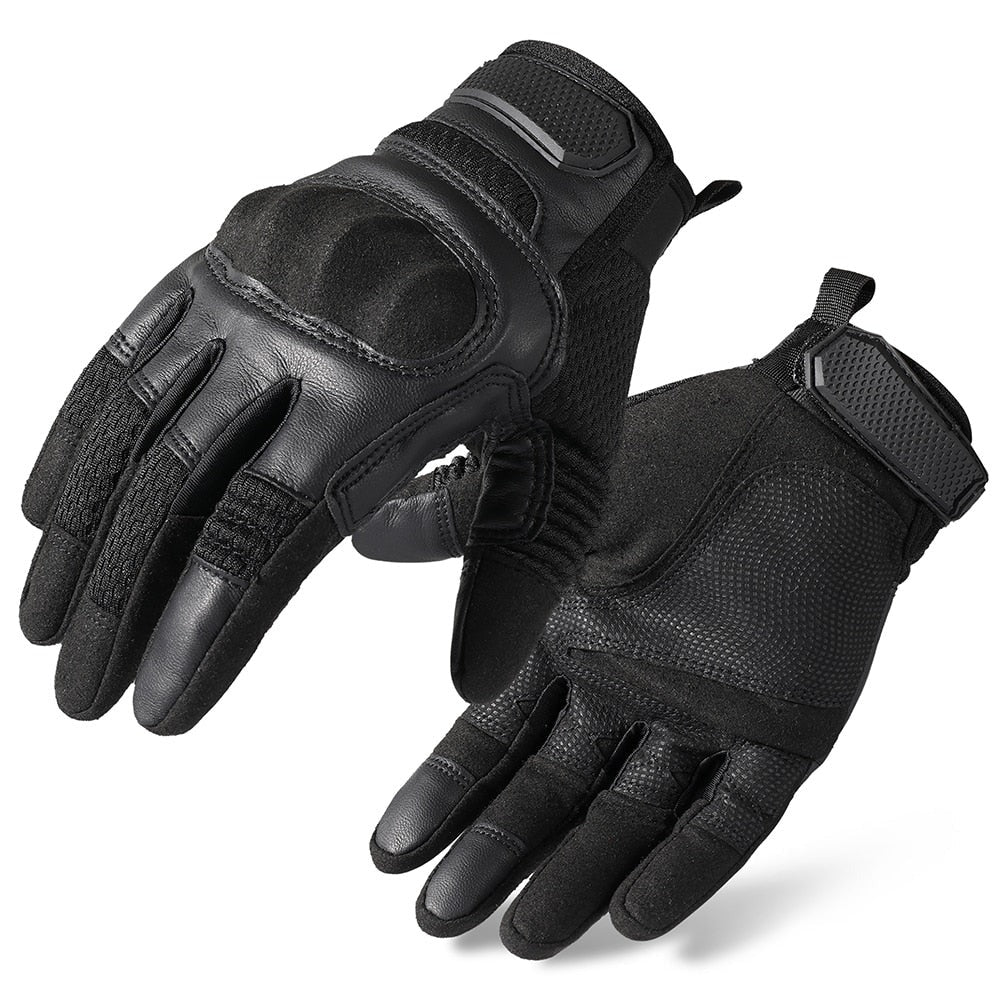 Motorcycle Full Finger Gloves TouchScreen PU Leather-0