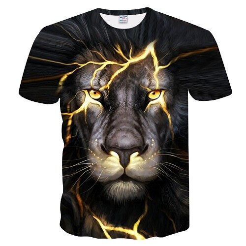 Newest 3D Print Lightning lion Cool T-shirt Men/Women Short Sleeve Summer Tops Tees T shirt Fashion-5