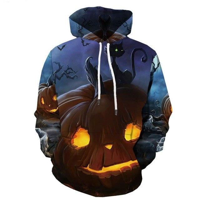 Halloween Men Pumpkin 3d Printed Fire Sweatshirt-0