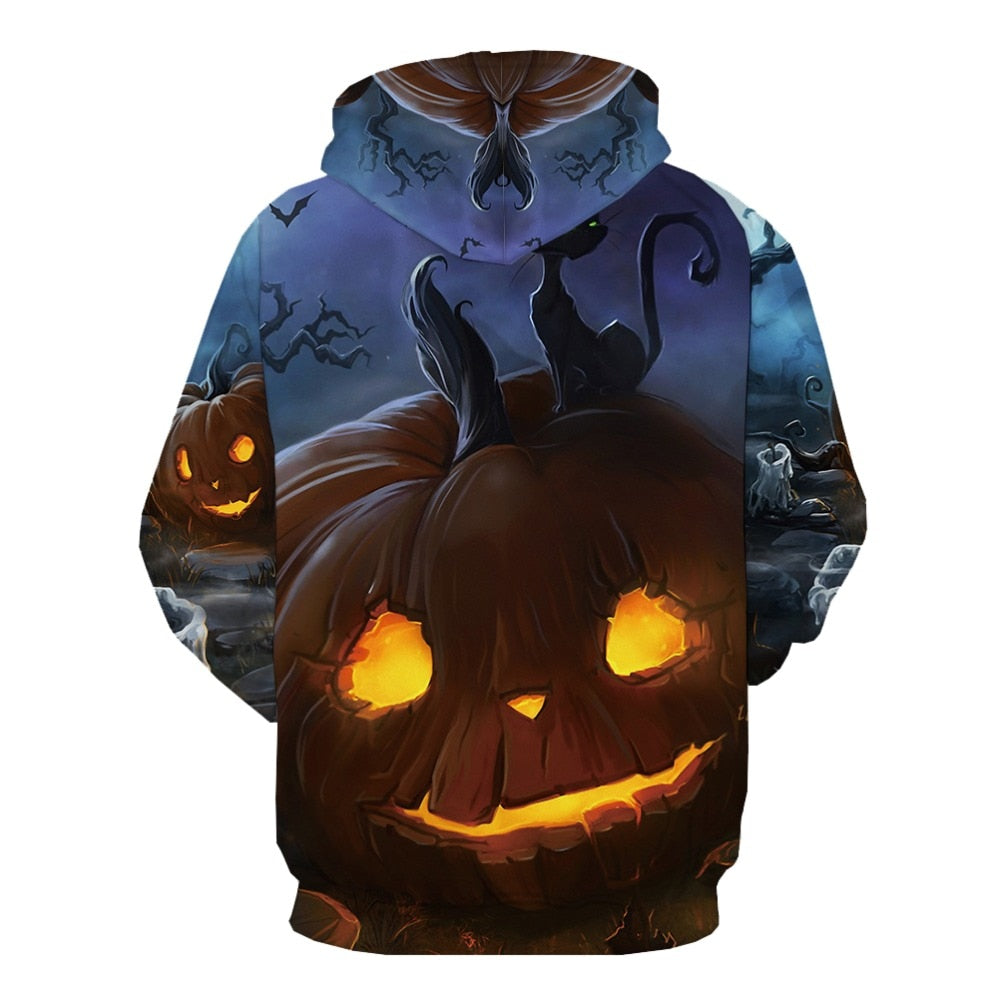 Halloween Men Pumpkin 3d Printed Fire Sweatshirt-1