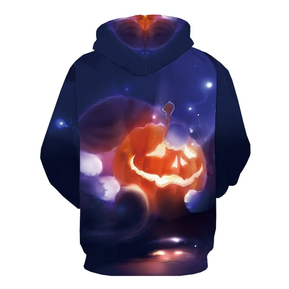 Halloween Men Pumpkin 3d Printed Fire Sweatshirt-3