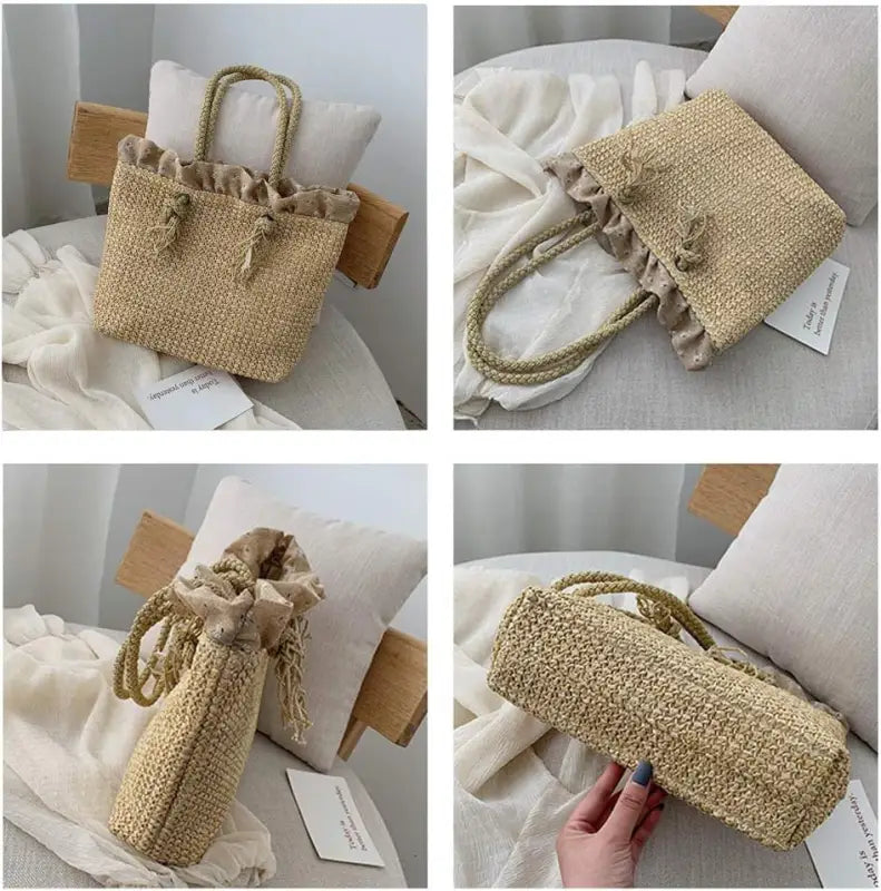 Rattan Knitted Woven Tote Bag-4