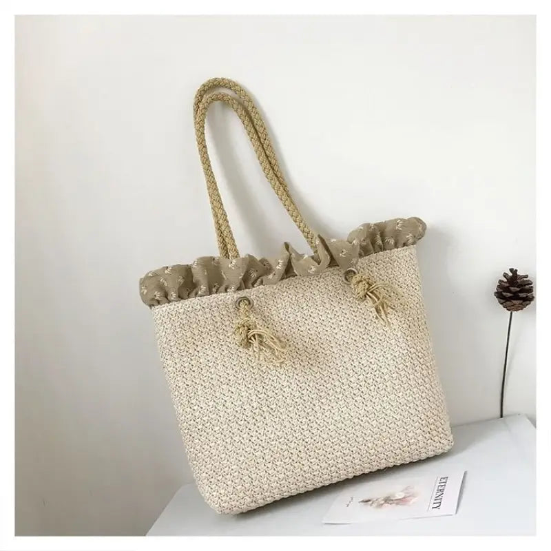 Rattan Knitted Woven Tote Bag-5