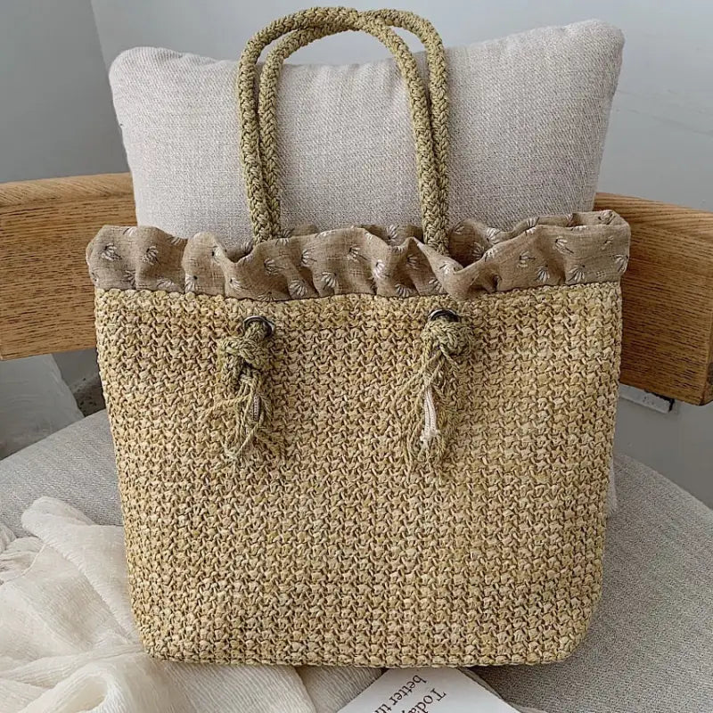 Rattan Knitted Woven Tote Bag-0