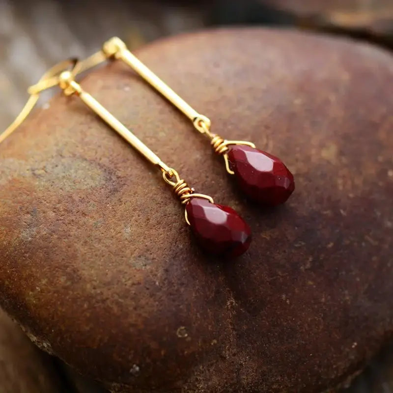 Red Jasper Dangle Earrings-1