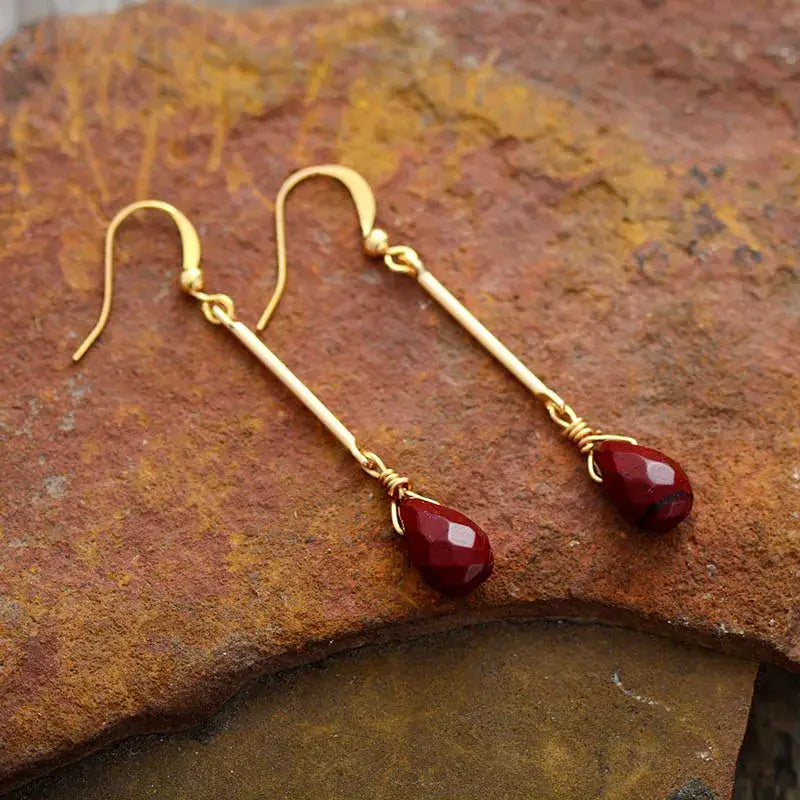 Red Jasper Dangle Earrings-4