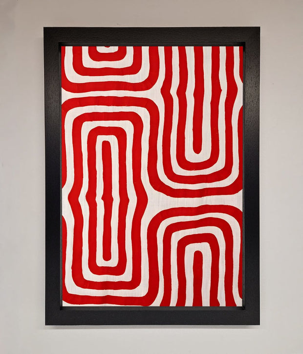 Red Waves Abstract Art Framed Poster-1