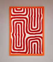 Red Waves Abstract Art Framed Poster-10