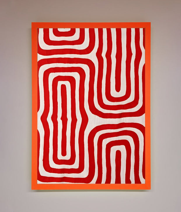 Red Waves Abstract Art Framed Poster-10