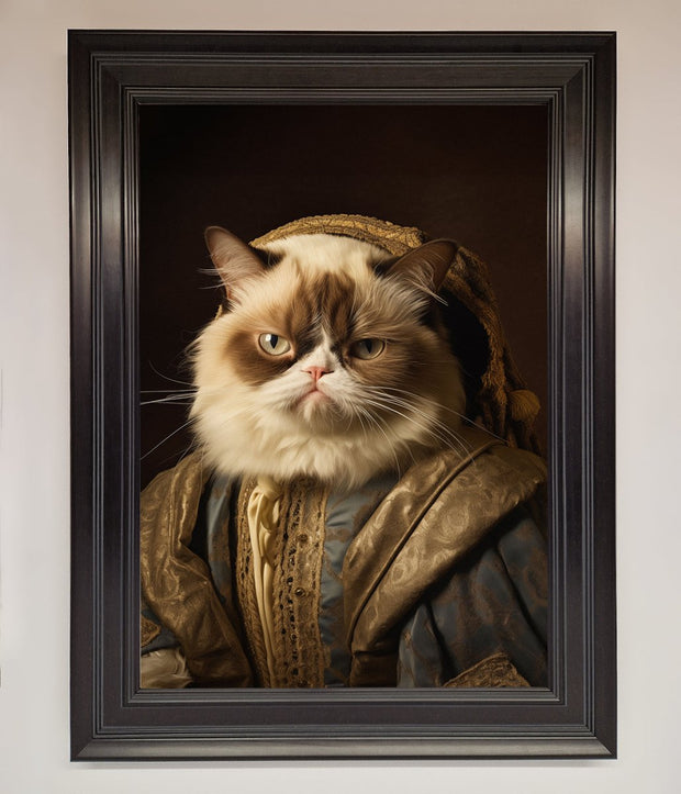 Renaissance Grumpy Cat Framed Print-0