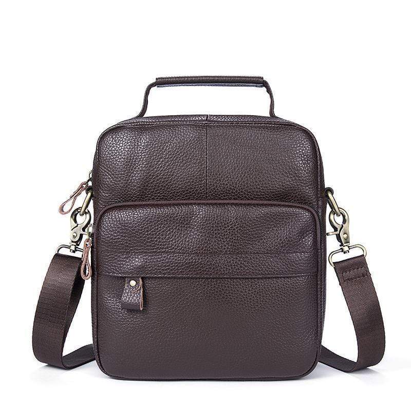 Rossie Viren Brown Men's Leather Messenger Bags Business Crossbody Shoulder Bag-0