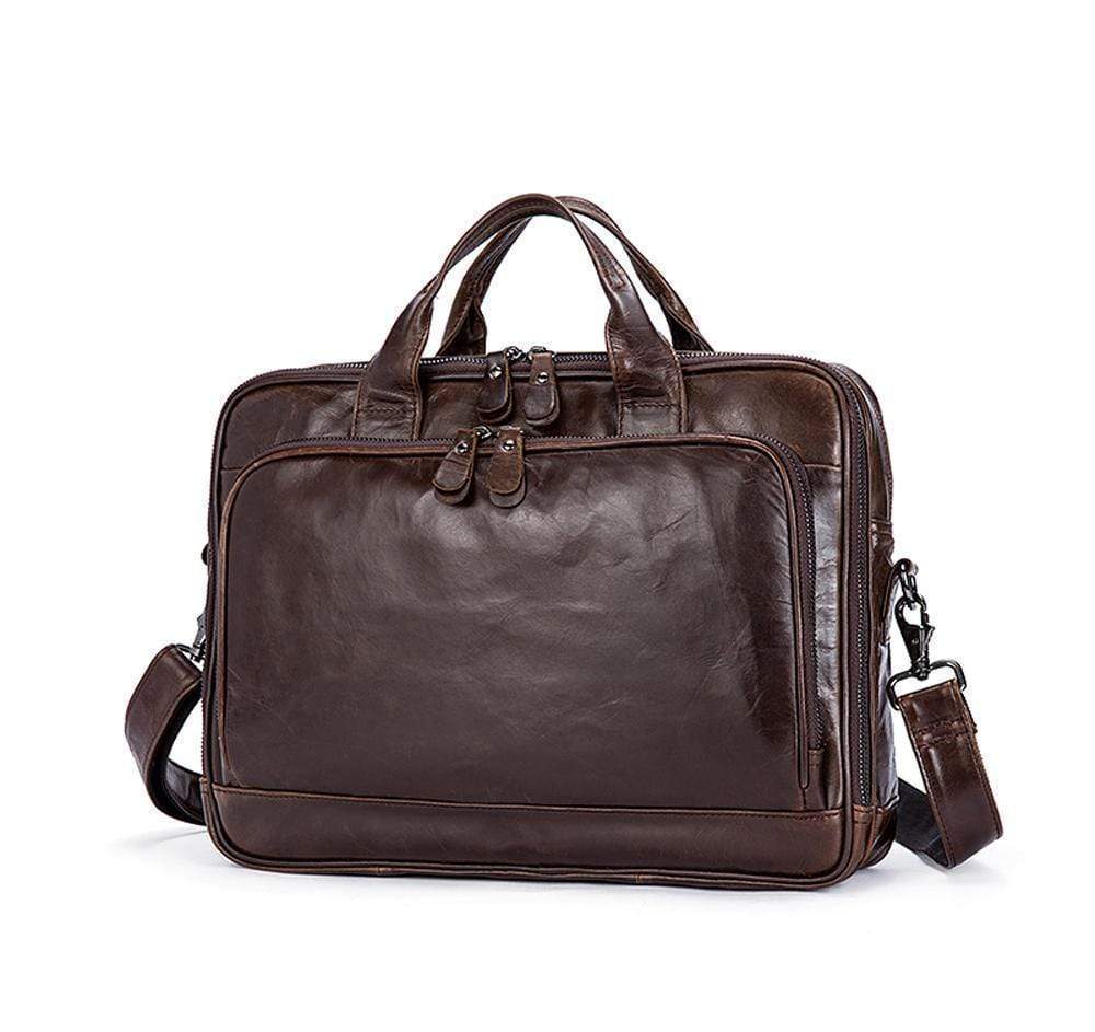 Rossie Viren  Leather Laptop Bag Mens Briefcase Messenger Bag Mens Portfolio Slim Bag-1