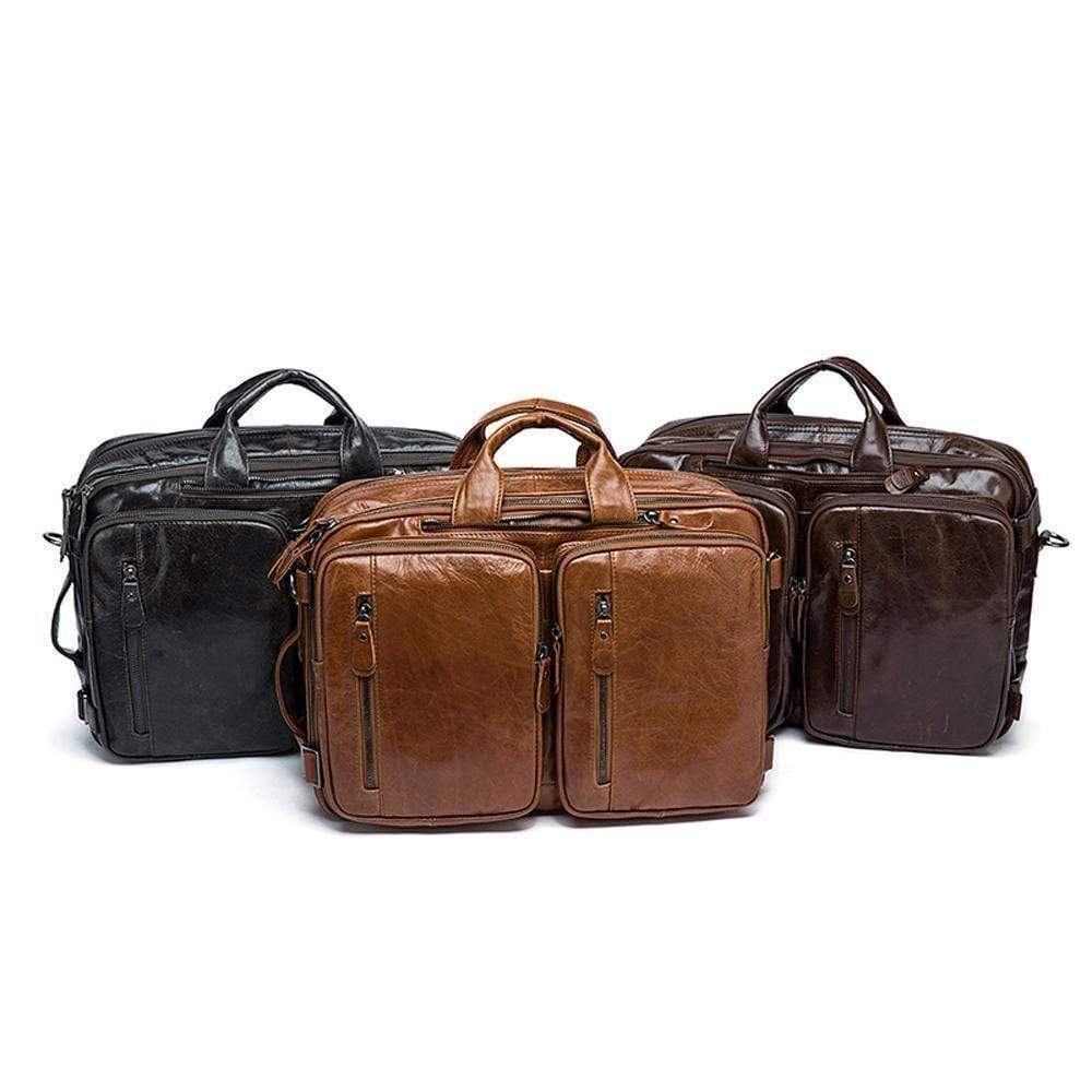 Rossie Viren  Men's Dual Large Capacity Vintage Leather Briefcase-0