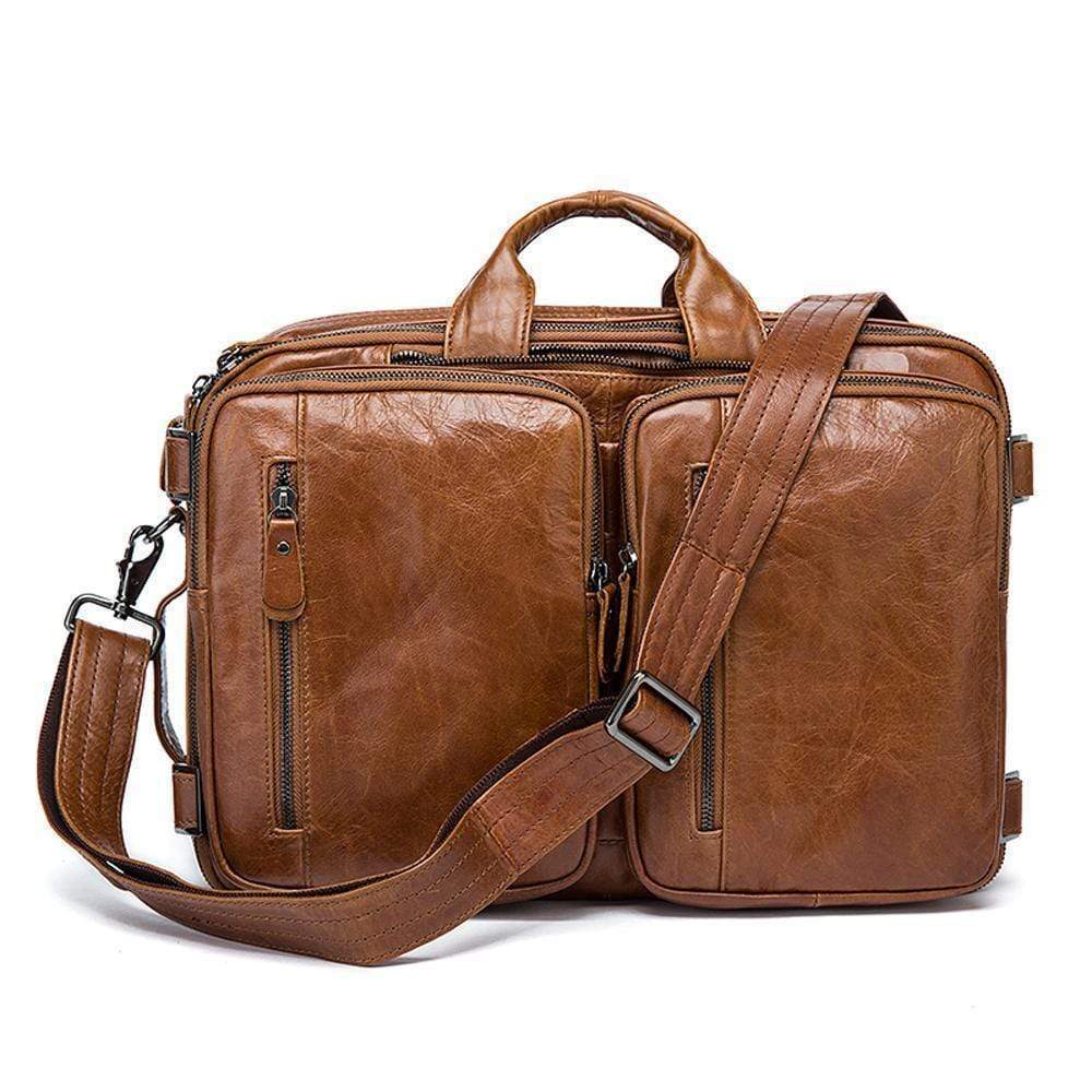 Rossie Viren  Men's Dual Large Capacity Vintage Leather Briefcase-5