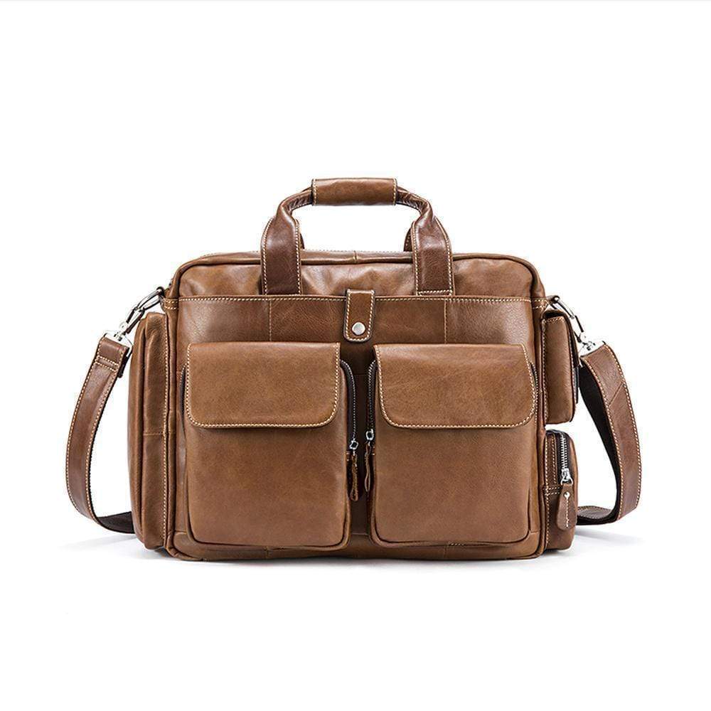 Rossie Viren  Men's Large Handmade Vintage Leather Briefcase Messenger Shoulder Bag-6