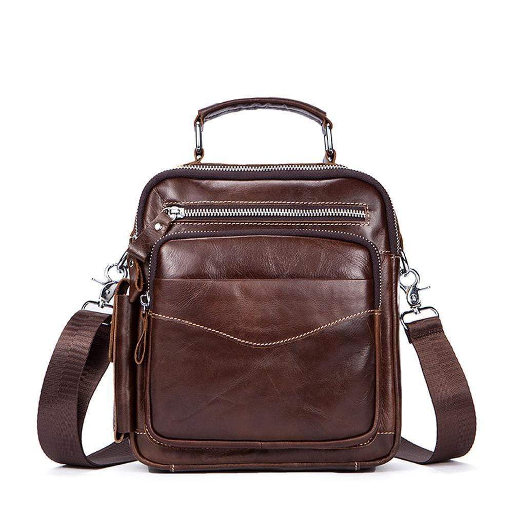 Rossie Viren  Men's Leather Briefcase Vintage Messenger Crossbody Bag-5