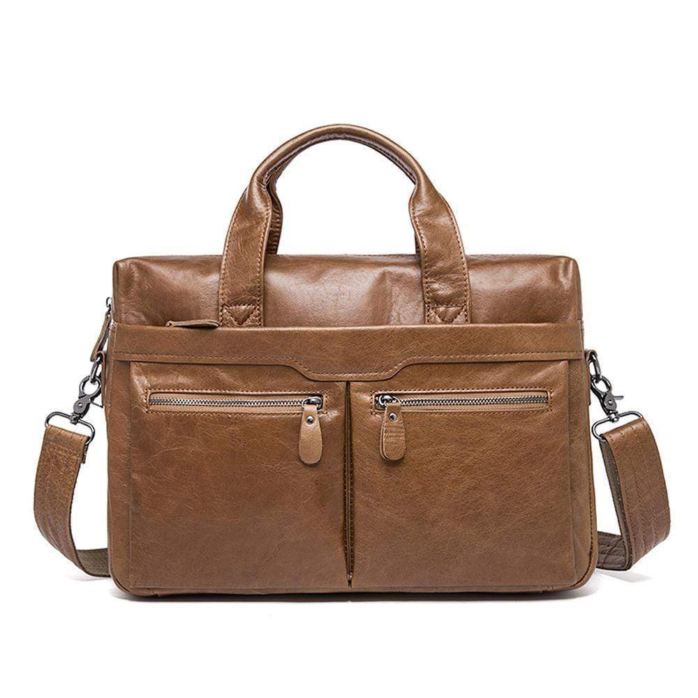 Rossie Viren  Men's Leather Expandable Laptop Briefcase-1