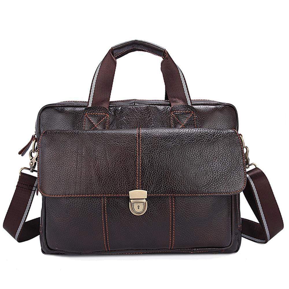 Rossie Viren  Men's Pebbled Leather Briefcase For Men-2