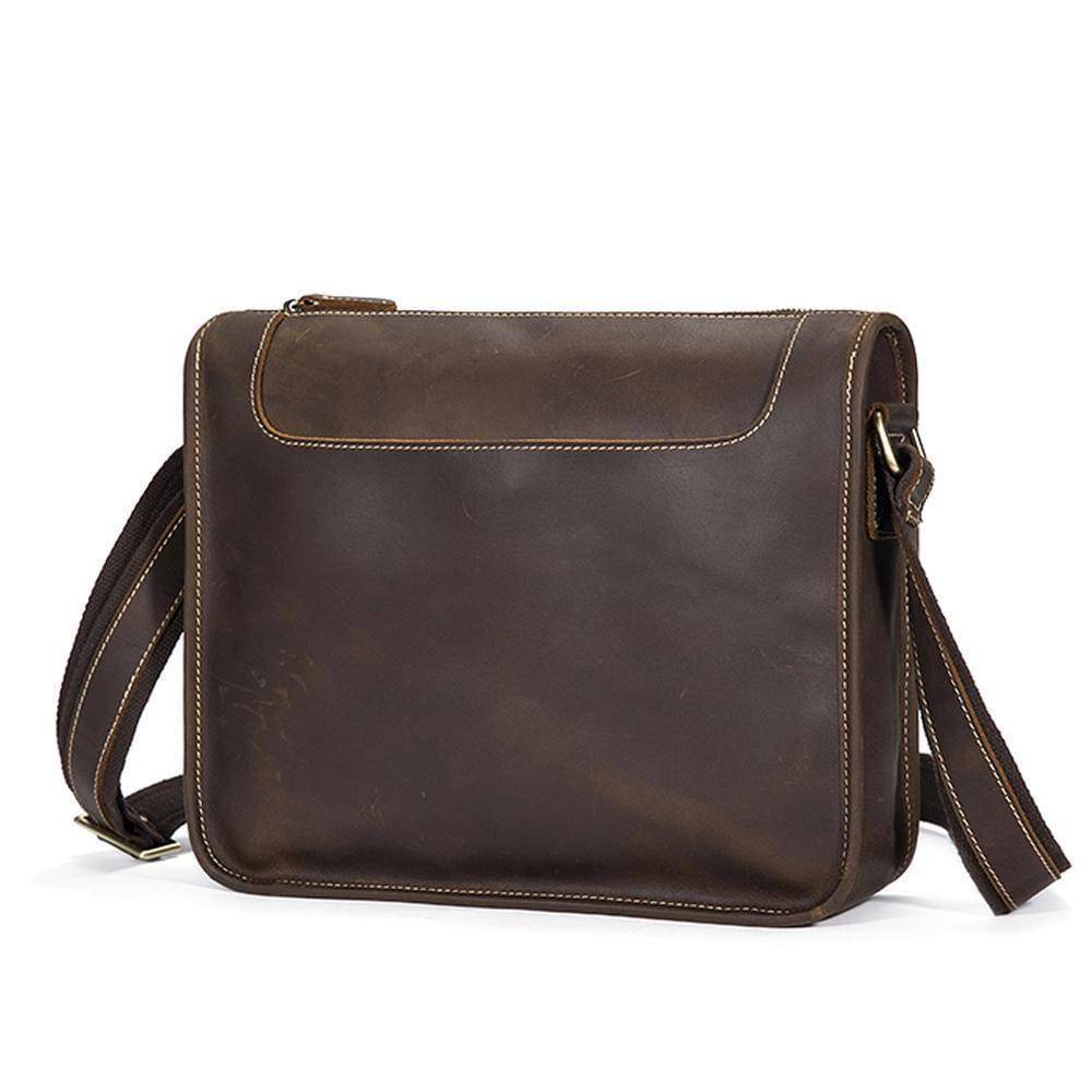 Rossie Viren  Men's Vintage  Leather Satchel Messenger Crossbody Bag-3