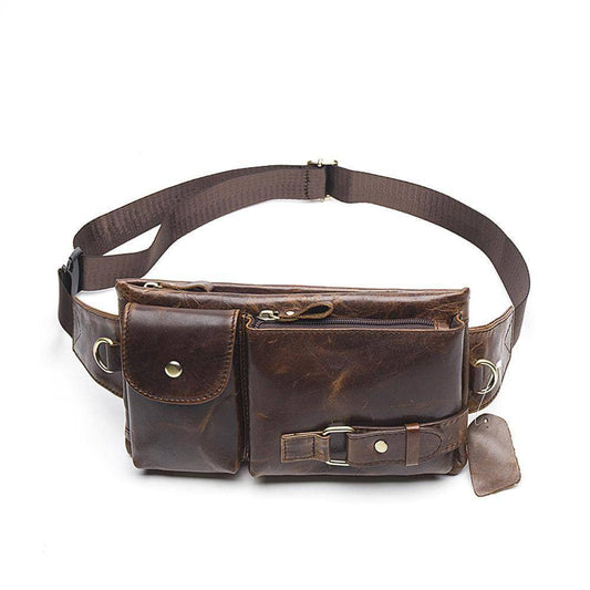 Rossie Viren  Mens Leather Waist Bag Pack  Outdoors Belt  Bags-0