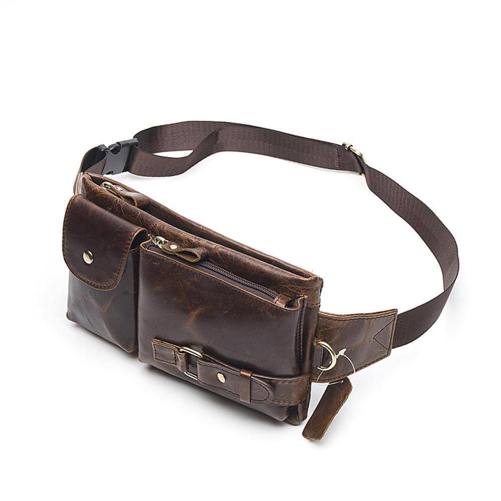 Rossie Viren  Mens Leather Waist Bag Pack  Outdoors Belt  Bags-1