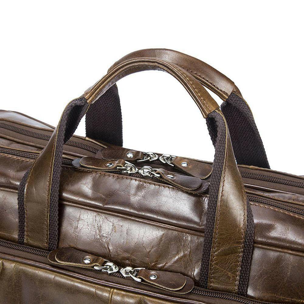 Rossie Viren Vegetable Brown Large Double Zip Briefcase-4