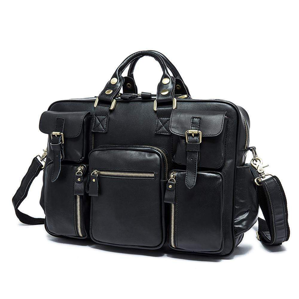 Rossie Viren Vintage Functional Men Briefcase Large Volume Business Briefcase Men's Top Handle Daily Postmen Carry Tote Shoulder Bag-2