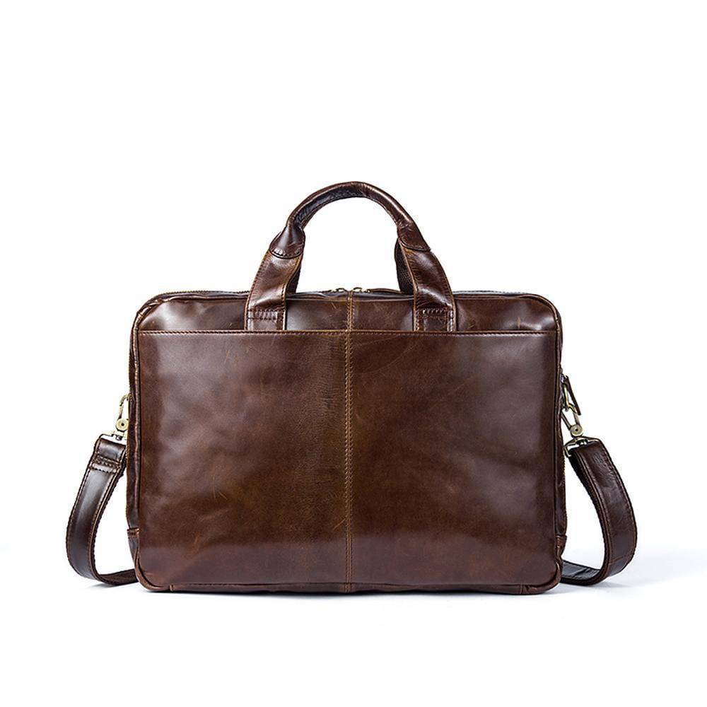 Rossie Viren Vintage Leather Expandable 14"Laptop Business Briefcase Carryall,Brown-2