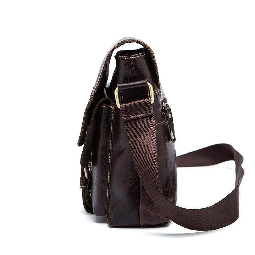 Rossie Viren Vintage Leather Men Rugged Post Messenger Crossbody Bag-4