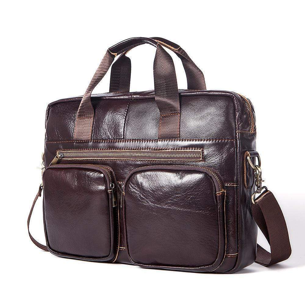 Rossie Viren Vintage Retro Brown  Leather Men's  Briefcase Messenger  Bag-3