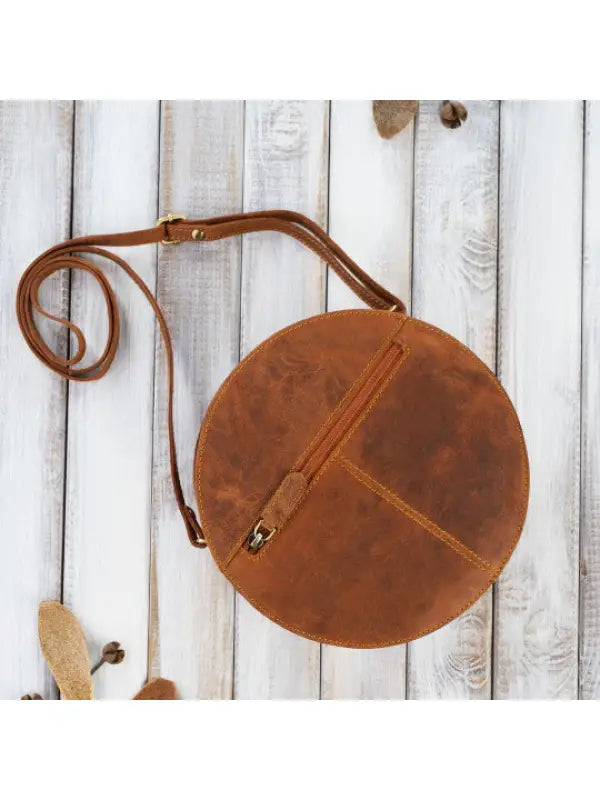 Round Leather Handbag-1