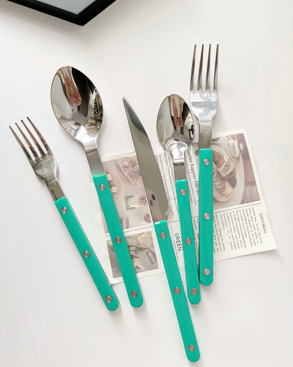 10 Pcs Modern French Rivet Cutlery Set - Bistrot Style Flatware Silverware-0