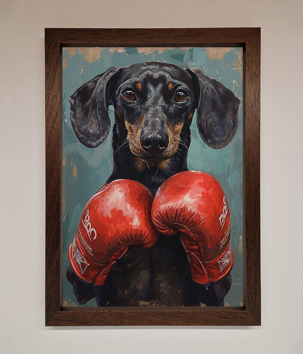 Sausage Dog Boxing Framed Print-4