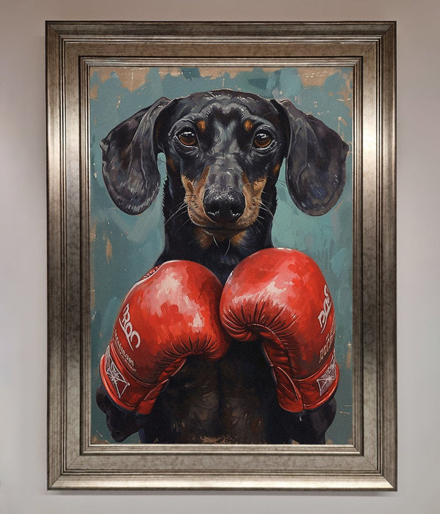 Sausage Dog Boxing Framed Print-15
