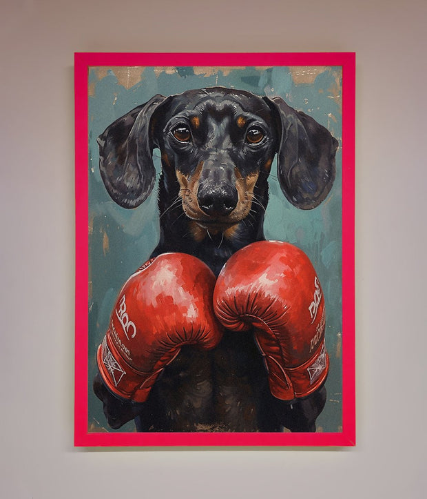 Sausage Dog Boxing Framed Print-5