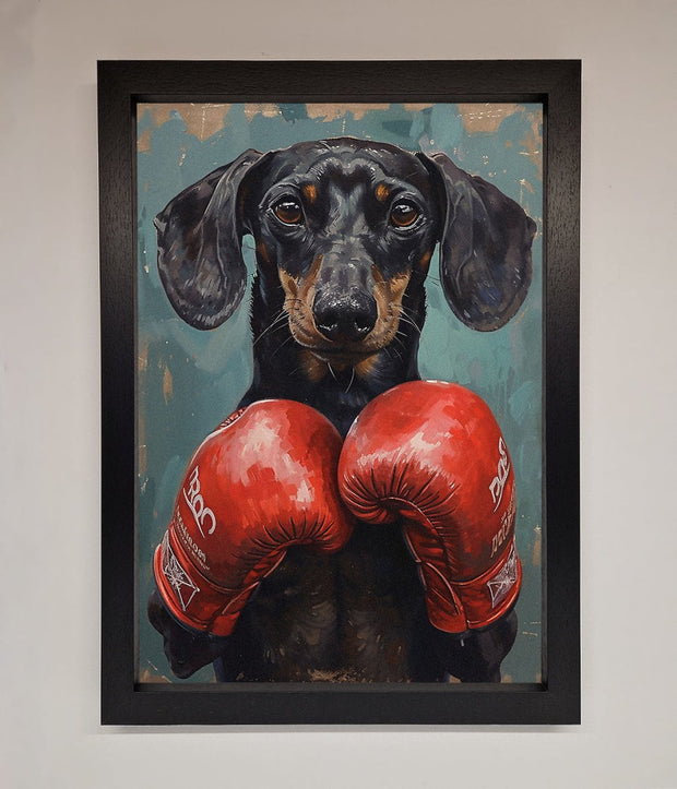 Sausage Dog Boxing Framed Print-0