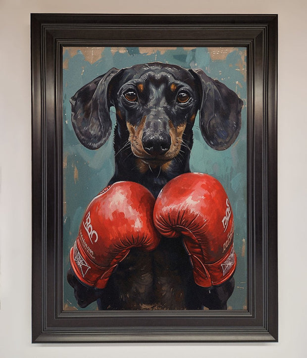 Sausage Dog Boxing Framed Print-16