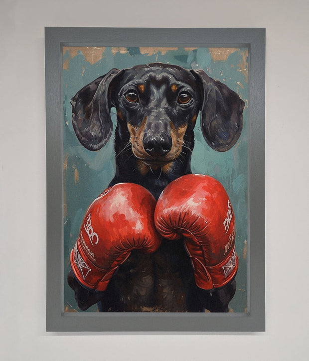 Sausage Dog Boxing Framed Print-3