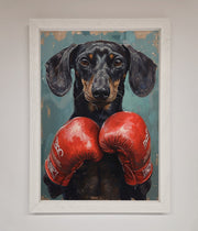 Sausage Dog Boxing Framed Print-1