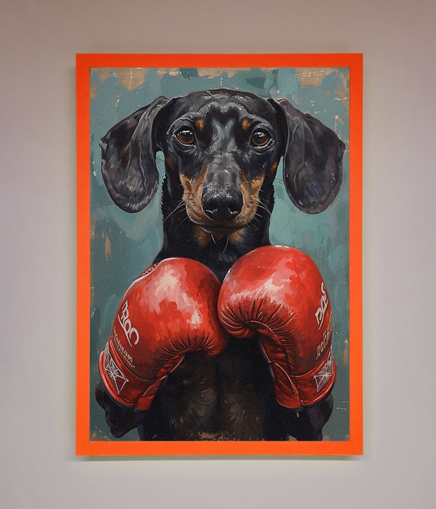 Sausage Dog Boxing Framed Print-6