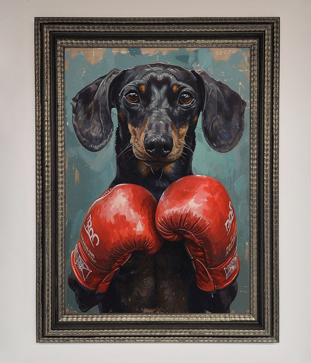 Sausage Dog Boxing Framed Print-14