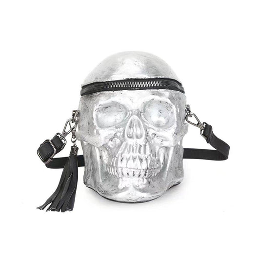 3D Bags Silver Skull Cross Body Shoulder Bag Mini Handle Handbags-0