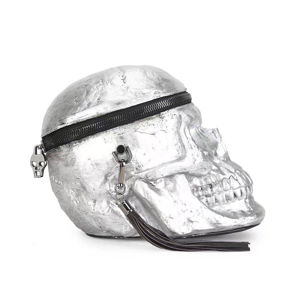 3D Bags Silver Skull Cross Body Shoulder Bag Mini Handle Handbags-1