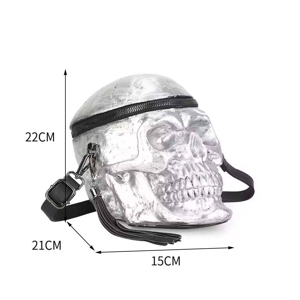 3D Bags Silver Skull Cross Body Shoulder Bag Mini Handle Handbags-4