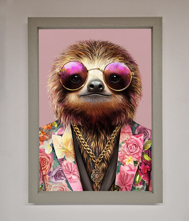 Sloth With Sunglasses Framed Poster-3