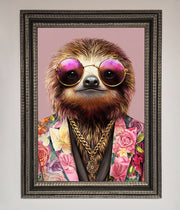 Sloth With Sunglasses Framed Poster-13