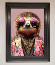Sloth With Sunglasses Framed Poster-15