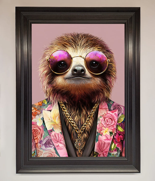 Sloth With Sunglasses Framed Poster-15