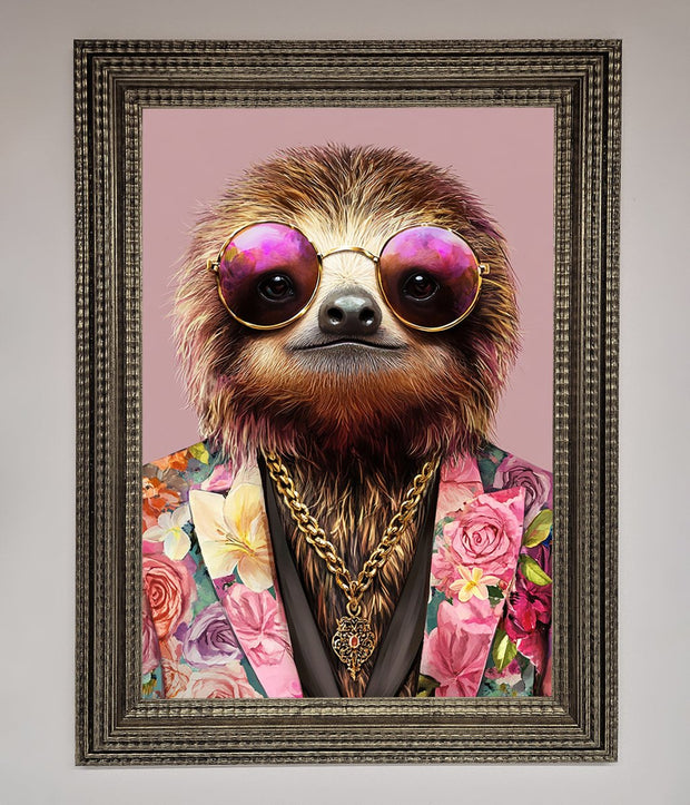 Sloth With Sunglasses Framed Poster-10