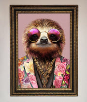 Sloth With Sunglasses Framed Poster-11